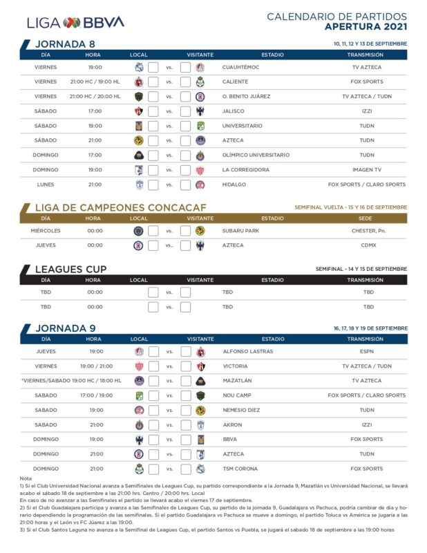 Conoce el calendario oficial de los Tuzos del Pachuca, Apertura 2021