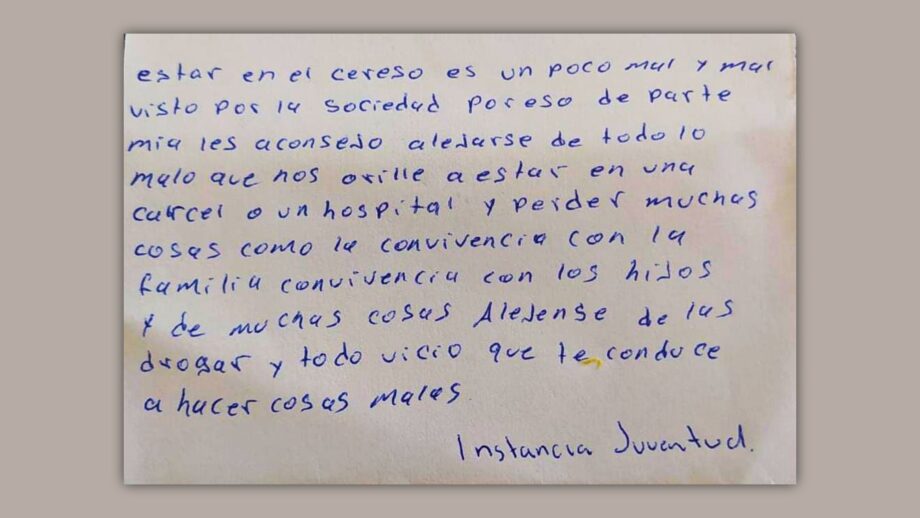 Mensaje de un reo para la sociedad en libertad.