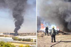 Incendio de llantas provoca enorme columna de humo en Mineral de la Reforma