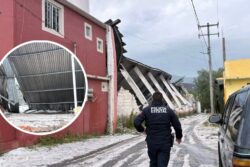 Colapsa techo de auditorio en Zimapán tras granizada; no hay lesionados