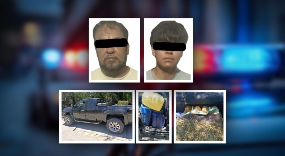 Aseguran camioneta con mil 200 litros de presunto huachicol en Ixmiquilpan; dos detenidos