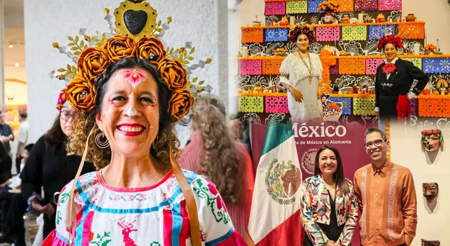El Xantolo de Hidalgo llega a Berlín, Alemania, con altar monumental, máscaras y tenangos