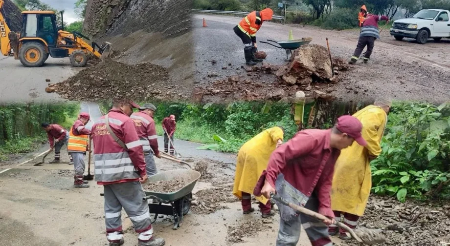 Retiran derrumbes y liberan carreteras afectadas por lluvias en Hidalgo