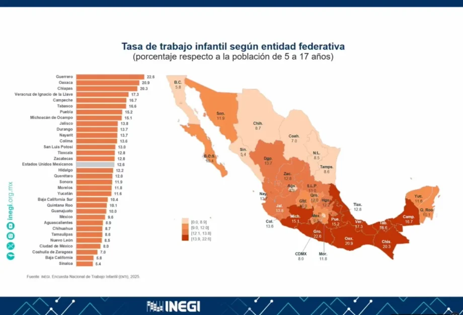 Trabajo infantil afecta al 12.2% de niñas, niños y adolescentes en Hidalgo: INEGI — imagen 2 Trabajo infantil afecta al 12.2% de niñas, niños y adolescentes en Hidalgo: INEGI — imagen 2